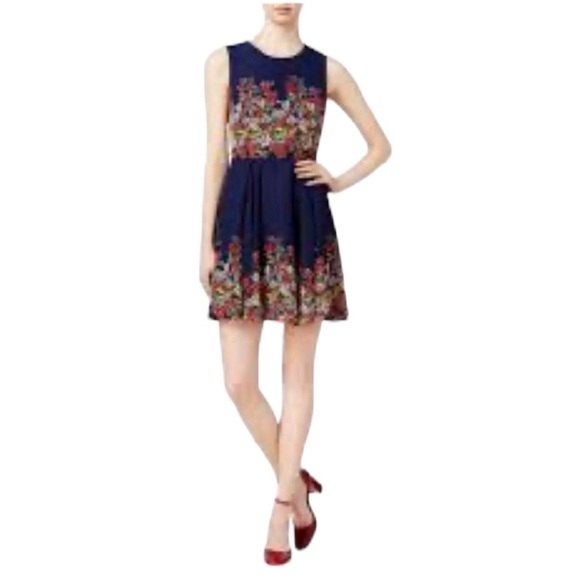 Maison Jules  Floral Print Sleeveless Casual Dress 71087MJ Blue combo Small - Picture 1 of 15
